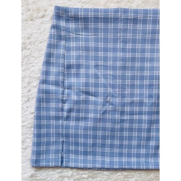 Plaid Print Slit Hem High Waist Mini Skirt, Size XS - Picture 9 of 16